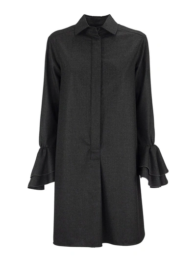 Shop Max Mara Segovia Wool Flannel Dress In Grey
