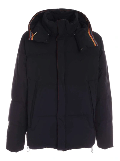 Shop Paul Smith Hooded Down Jacket In Blue