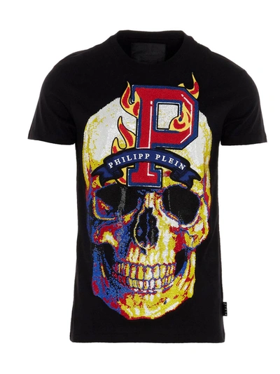 Shop Philipp Plein Flame T-shirt In Black