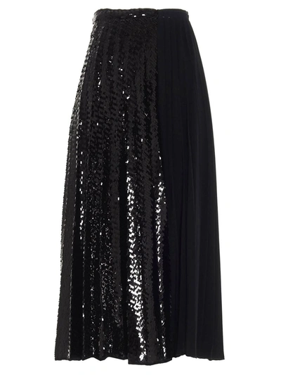 Shop N°21 Sequined Pleated Skirt In Black