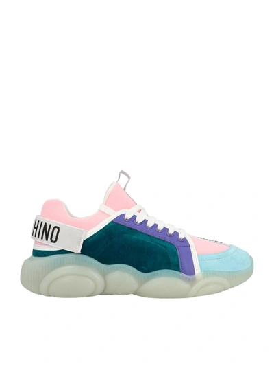 Shop Moschino Teddy Shoes Sneakers In Teal Color In Green