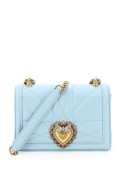 Shop Dolce & Gabbana Devotion Crossbody Mini Bag In Azzurro