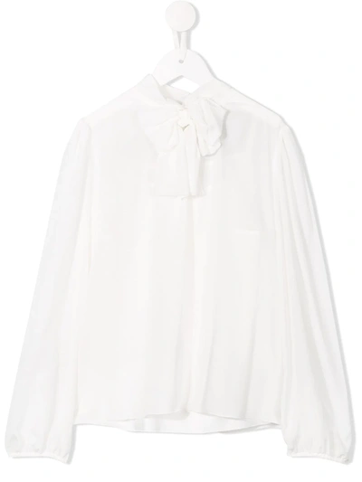 Shop Dolce & Gabbana Pussy Bow Blouse In White