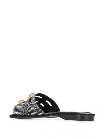 Shop René Caovilla Crystal-embellished Slide Sandals In Black