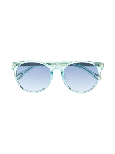 Shop Chloé Round Frame Sunglasses In Blue