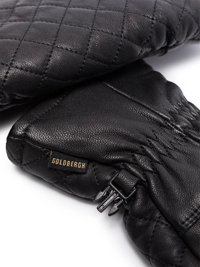 Shop Goldbergh Leather Quilted Ski Gloves In Black