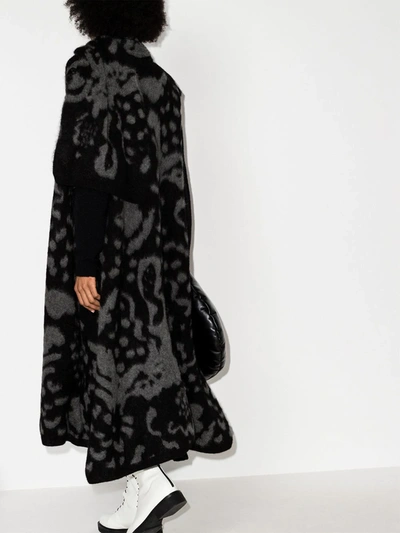 Shop Issey Miyake Jacquard Long Cardi-coat In Black