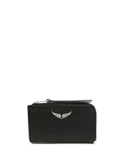 Shop Zadig & Voltaire Logo-plaque Leather Wallet In Black