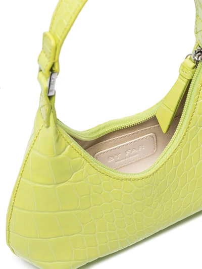 Shop By Far Amber Crocodile-effect Shoulder Bag In Green