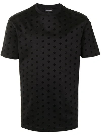 Shop Giorgio Armani Logo Print T-shirt In Black