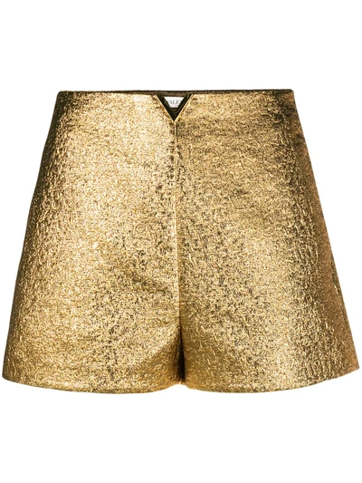 Shop Valentino Vgold Metallic Shorts In Gold