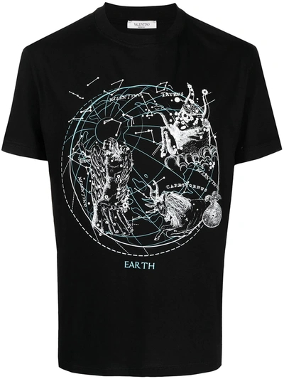 Valentino Cotton T shirt With Zodiac Map Print In Black ModeSens