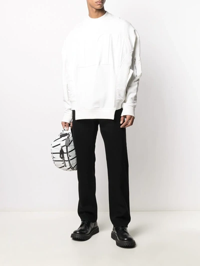 Shop Valentino Vltn-embossed Sweatshirt In White