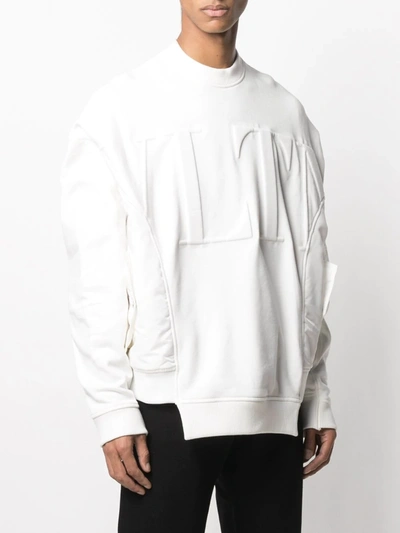 Shop Valentino Vltn-embossed Sweatshirt In White