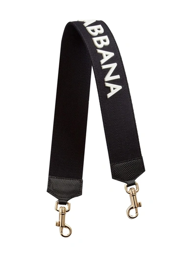 Shop Dolce & Gabbana Logo-print Bag Strap In Black