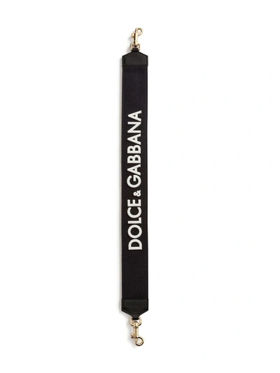 Shop Dolce & Gabbana Logo-print Bag Strap In Black