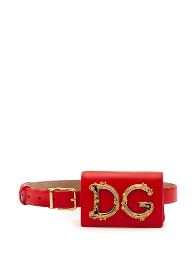 Shop Dolce & Gabbana Dg Flap Belt Bag In Red