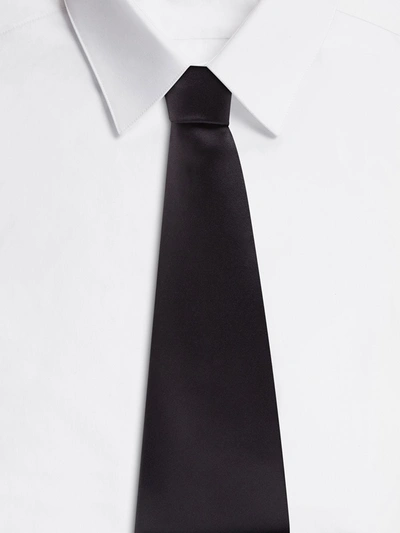 Shop Dolce & Gabbana Pointed Tip Silk Tie In Black