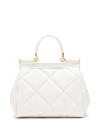 Shop Dolce & Gabbana Quilted Sicily Tote Bag In White