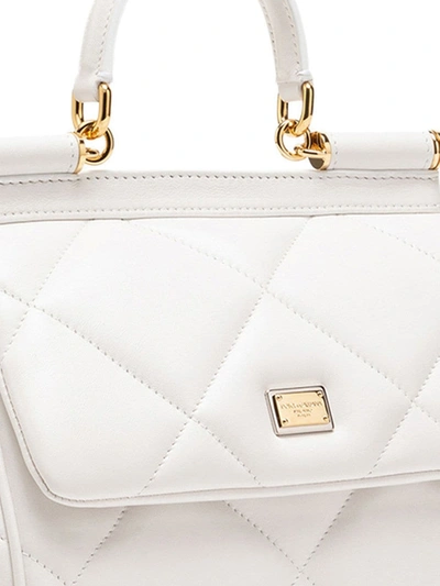 Shop Dolce & Gabbana Quilted Sicily Tote Bag In White