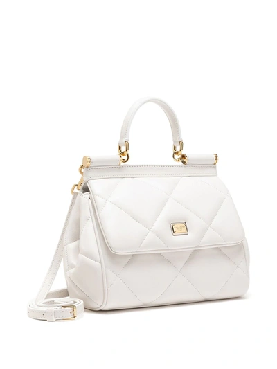 Shop Dolce & Gabbana Quilted Sicily Tote Bag In White
