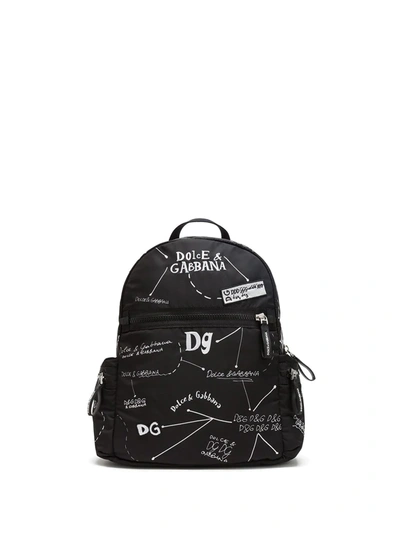 Shop Dolce & Gabbana Scribble Logo-print Backpack In Black