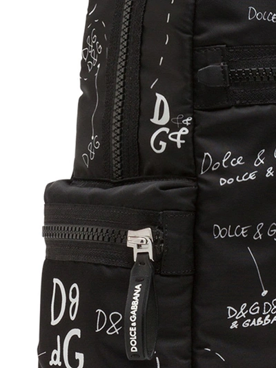 Shop Dolce & Gabbana Scribble Logo-print Backpack In Black