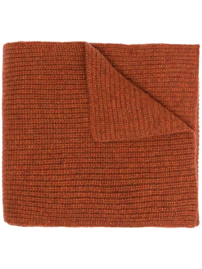 Shop N•peal Ribbed Cashmere Scarf In Orange