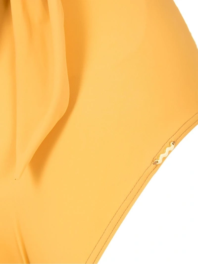 Shop Amir Slama Draped Bandeau One-piece In Yellow