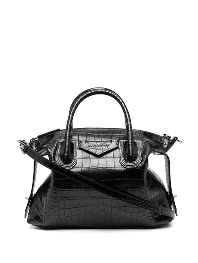 Shop Givenchy Crocodile-effect Tote Bag In Black