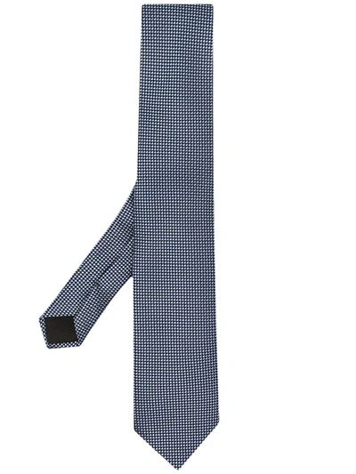 Shop Hugo Boss Square-pattern Silk Tie In Blue