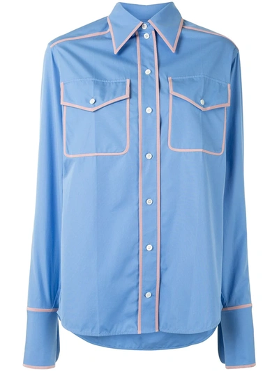 Shop Victoria Beckham Contrast-trim Shirt In Blue