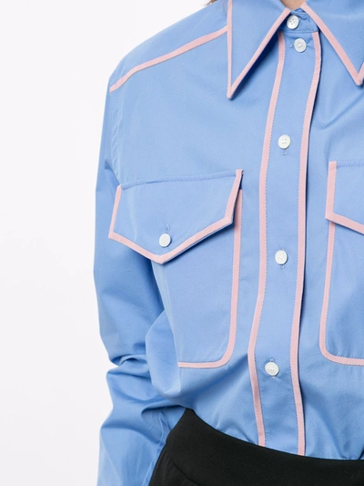 Shop Victoria Beckham Contrast-trim Shirt In Blue