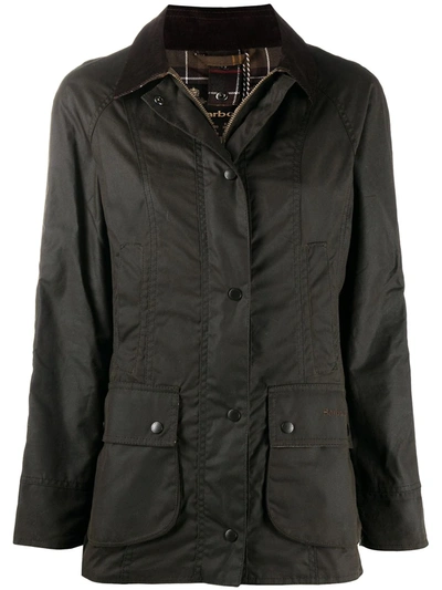 Shop Barbour Beadnell Wax Cotton Jacket In Green