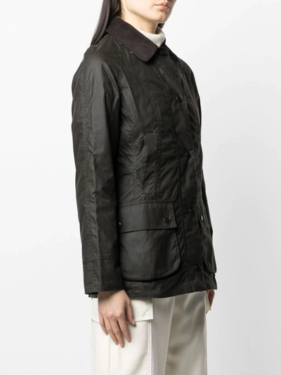 Barbour Brown Waxed Cotton Beadnell Jacket In Green