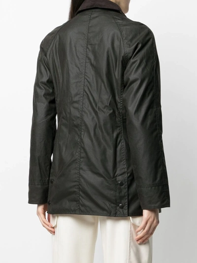 Barbour Brown Waxed Cotton Beadnell Jacket In Green