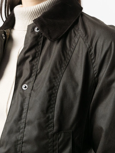Barbour Brown Waxed Cotton Beadnell Jacket In Green