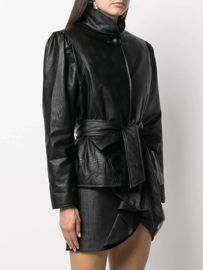 Shop Gina Belted Faux-leather Jacket In Black