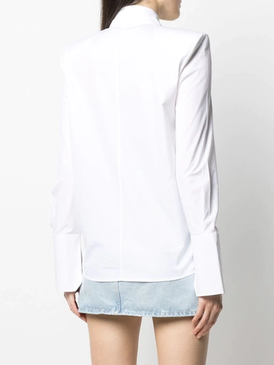 Shop Off-white Logo-embroidered Long-sleeve Shirt In White