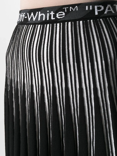 Shop Off-white Logo-waistband Pleated Skirt In Black
