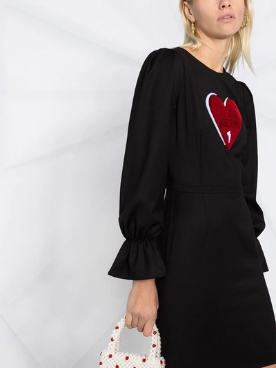 Shop Love Moschino Embroidered Heart-logo Dress In Black