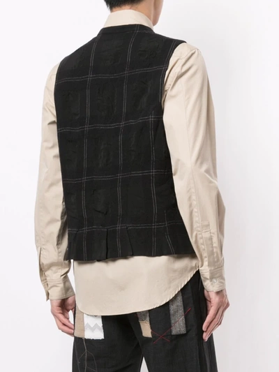 Shop Ziggy Chen Check-pattern Double-breasted Waistcoat In Black