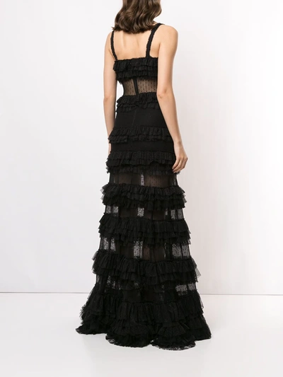 Shop Alexis Amaryllis Ruffled Tiered Gown In Black