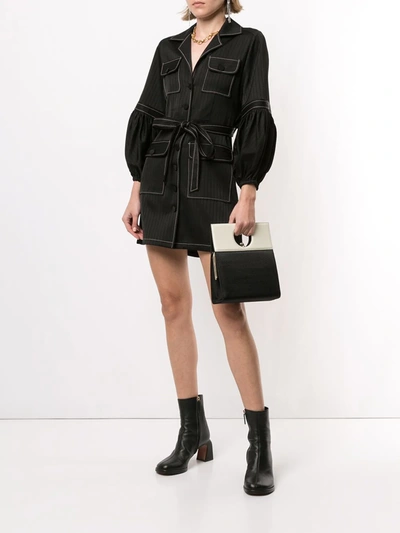 Shop Alexis Cazla Satin Shirt Dress In Black