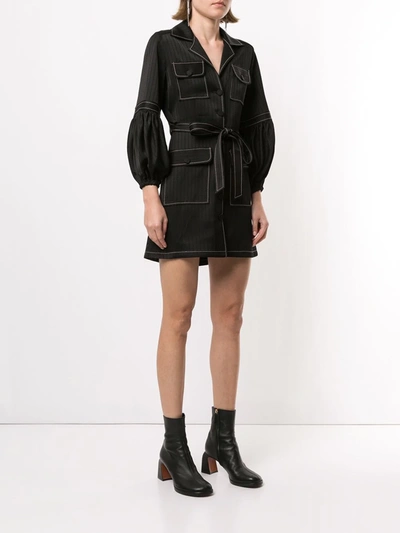 Shop Alexis Cazla Satin Shirt Dress In Black