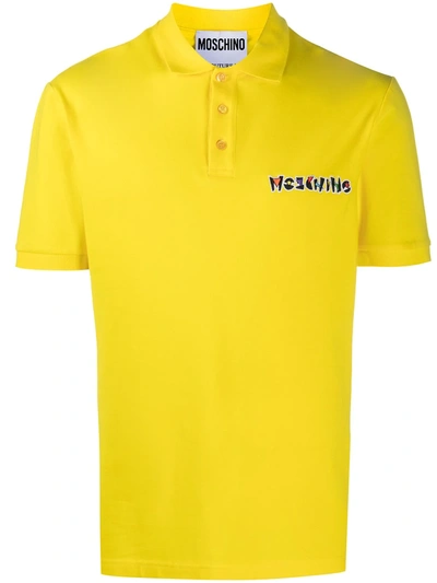Shop Moschino Logo-embroidery Polo Shirt In Yellow