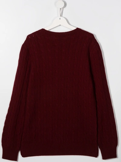 Shop Ralph Lauren Teen Cable-knit Crew-neck Jumper In Red