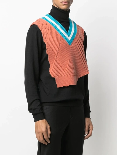 Shop Ader Asymmetric Wool-blend Top In Orange