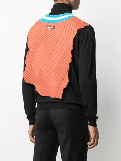 Shop Ader Asymmetric Wool-blend Top In Orange