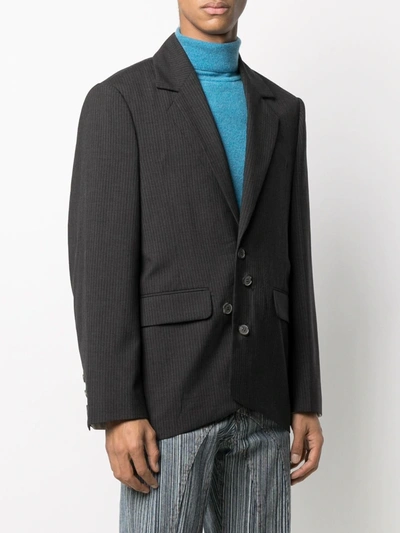 Shop Ader Pinstripe Print Wool Blazer In Grey